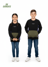 ZARA KIDS Color block Sweatshirt – Black, Olive & Purple - Smgarment's